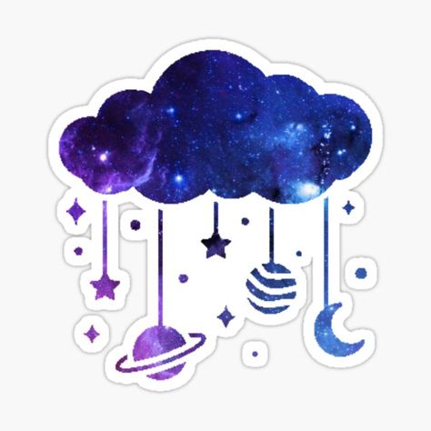 Cloud Stickers Aesthetic, Galaxy Stickers Printable, Space Stickers Printable, Galaxy Stickers, Space Stickers, Aesthetic Galaxy, Printable Sticker Sheets, Cloud Stickers, Cute Bunny Cartoon