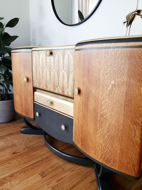 Art Deco Makeover, Art Deco Tv, Art Deco Dresser Painted, Art Deco Buffet Makeover, Art Deco Tv Console, Art Deco Kitchen Dresser, Art Deco Dresser Makeover, Art Deco Painted Furniture, Art Deco Tv Stand