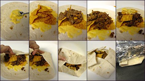 Fast Food Fixation: Homemade Doritos Crunch Wrap Homemade Doritos, Food Alternatives, Crunch Wrap, Fast Food Places, Man Food, Food Places, Happy Dance, A Tv, Nachos