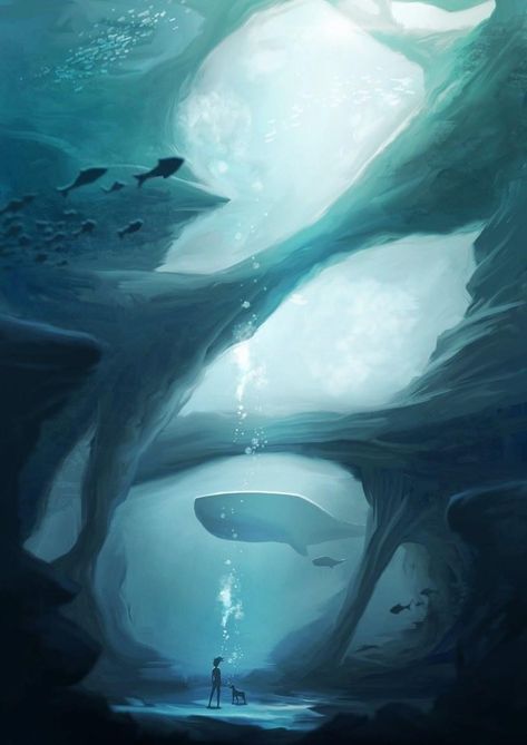 Underwater Drawing, Underwater Kiss, Underwater Ruins, Underwater Landscape, Photography Underwater, Ocean Drawing, Underwater Caves, Ocean Underwater, Underwater Painting