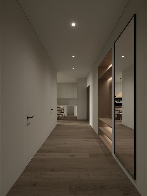 Apartment Corridor, Corridor Lighting, Minimal House Design, Door Design Modern, Minimalist Interior Design, Residential Lighting, Dream House Interior, Architecture Interior Design, Minimalist Interior