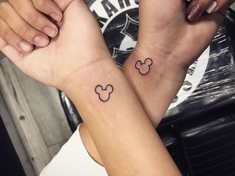 Tiny Disney Tattoo, Matching Disney Tattoos, Mickey Tattoo, Miki Mouse, Couple Tattoos Love, Matching Best Friend Tattoos, Couple Tattoos Unique, Mouse Tattoos, Tattoo Trend