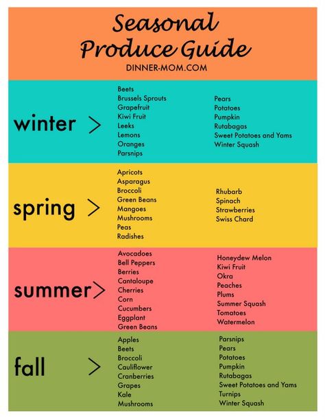 Printable Seasonal Produce Guide with links to recipes. Use this chart for fruits and vegetables to plan meals and shop smarter! #seasonalproduce #seasonalfruits #seasonalvegetables Seasons Chart, Seasonal Produce Guide, Vegetable Chart, Broccoli And Potatoes, Pumpkin Cranberry, Seasonal Produce, Eat Seasonal, Food Charts, Spinach Stuffed Mushrooms