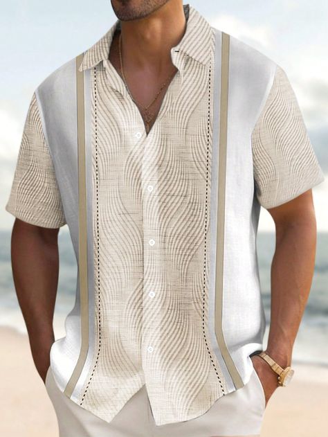 Manfinity RSRT Men's Summer Fashionable Holiday Style Casual ShirtI discovered amazing products on SHEIN.com, come check them out! Vintage Outfits Men Casual, Retro Vintage Outfits, Outfits Men Casual, Vintage Outfits Men, Kemeja Lelaki, Casual Long Sleeve Shirts, Retro Mode, Plus Size Vintage, Comfy Shirts