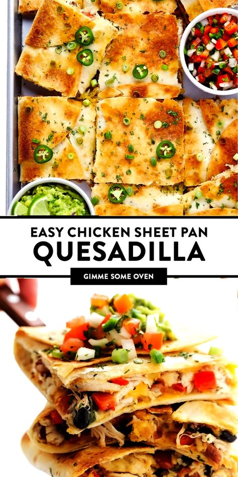 Mexican For A Crowd, Large Party Food Ideas Feeding A Crowd, Chicken Sheet Pan Quesadilla, Pan Quesadilla Recipe, Food To Feed A Crowd, Sheet Pan Quesadilla, Pan Quesadilla, Appetizer Dinner, Cottage Meals