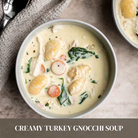 Get cozy with @aheadofthyme's Creamy Turkey Gnocchi Soup.Rich, creamy, and packed with flavour, it’s a delicious way to enjoy turkey any time of year. #ThinkTurkey Creamy Turkey Gnocchi Soup, Turkey Gnocchi Soup, Turkey Gnocchi, Cooking Turkey Breast, Gnocchi Soup, Whole Turkey, Leftover Turkey, Cooking Turkey, Turkey Breast