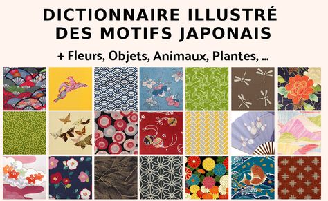 signification-motifs-geometriques-japonais-fleurs-animaux-objets Japanese Tile, Japanese Motifs, Japanese Designs, Pattern Meaning, Patterns Flowers, Carpe Koi, Kimono Pattern, Japanese Flowers, Art Japonais