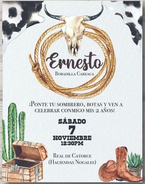 Cowboy Birthday Party Invitations, Cowboy Party Invitations, 3rd Birthday Party For Boy, Cowboy Themed Birthday Party, Cowboy Invitations Birthday, Cowgirl Invitations, Western Invitations, Cowboy Invitations, Boy Party Invitations