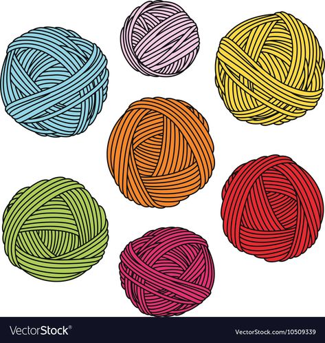 Ball Of Yarn Illustration, Ball Of Wool Drawing, Round Objects Drawing, Ball Of Yarn Drawing, Yarn Ball Drawing, Wool Illustration, Yarn Drawing, Wool Drawing, Yarn Illustration