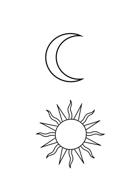 Moon Sun Matching Tattoos, Moon And Sun Drawing Simple, Sun And Moon Outline, Sun And Moon Drawing Simple, Simple Sun Drawing, Sun Drawing Simple, Sun Moon Tattoo Design, Simple Sun And Moon, Tattoo Sol E Lua