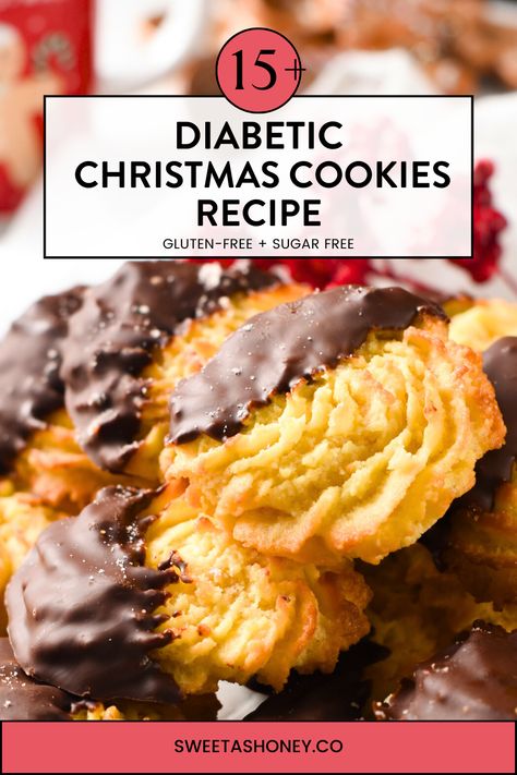 These 15+ Keto Christmas Cookies are 100% sugar-free and perfect for celebrating Christmas without guilt. Bonus, all these keto cookie recipes are gluten-free with some dairy-free and vegan options to make sure you can share them with the whole family and friends! Carb Free Cookies Recipes, Sugar Free Thumbprint Cookies, Gluten Free Sugar Free Christmas Cookies, Christmas Desserts For Diabetics, Christmas Treats For Diabetics, Keto Christmas Cookies Recipes, Low Sugar Christmas Treats, Sugar Free Christmas Baking, Low Carb Christmas Desserts