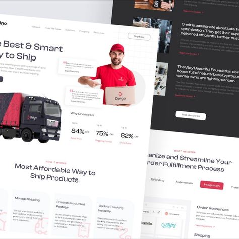 Deigo - Logistic Company Landing Page Logistics Website Design, Company Landing Page, App Landing Page, Ux Web Design, Landing Page Design, Ui Kit, App Ui, Page Design, Ui Design