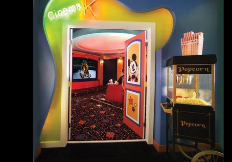 Disney Home Theater, Themed Cafes, Theater Room, Disney Rooms, Disney Colors, Home Movies, Disney Home, Classic Disney, Movie Theater