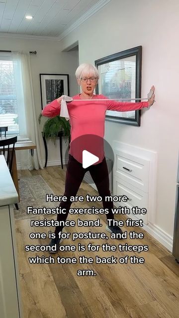 Back Of Arm Workout, Band Exercises For Arms, Arm Workout With Resistance Bands, Excersise Band Workout, Stretch Band Exercises, Easy Arm Workout, Exercise Arms, Resistant Band Workouts, Arm Workout Videos