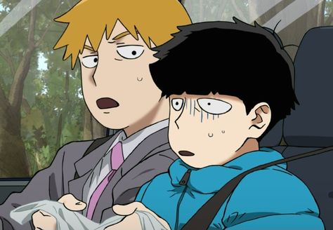 Reigen And Mob Matching Icons, Mob And Reigen Matching, Serizawa And Reigen Matching Pfp, Mob Pysho100 Reigen, Mob Syco100, Shigeo And Reigen, Mob X Reigen, Ritsu And Mob, Reigen Arataka Fan Art