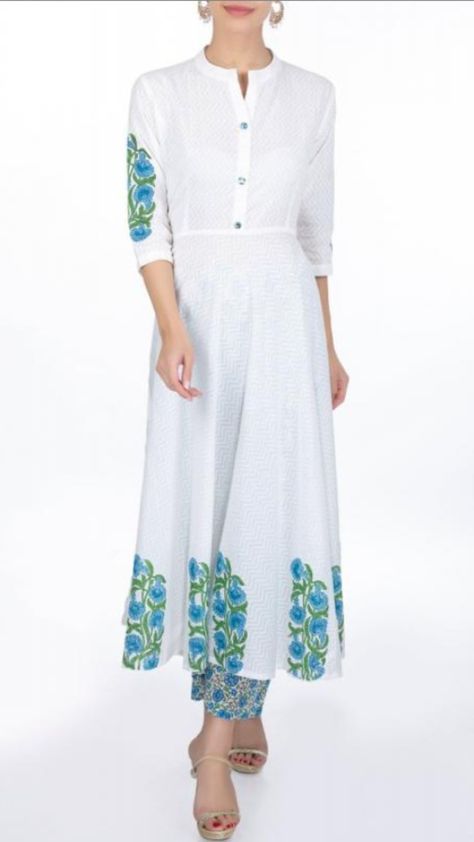 Beautiful Hand Block Printed cotton kurti. Block Print Kurti Designs Cotton, Kurti Designs Cotton, Block Print Kurti Designs, Block Printed Suits, Dressing Style, Printed Kurti, Cotton Kurti, Block Printing, Indian Designer Wear