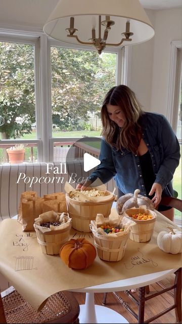 Katelyn Showalter on Instagram: "Add Popcorn Bar to your fall bucket list!  This was such a huge hit with the girls. They even made signs & broke out their little cash register. We’ll definitely be doing it every season for now on!   . . . . #popcornbar #movienight #magicalchildhood #fallhomedecor #fallactivities #familytime #movienightidea #datenightideas #pinterestmom" Popcorn Bar Baby Shower Ideas, Fall Popcorn Bar Ideas, Popcorn Bar Fall, Kids Popcorn Bar, Fall Popcorn Bar, Halloween Popcorn Bar, Popcorn Bar Ideas, Chilli Cookoff, Fall Popcorn