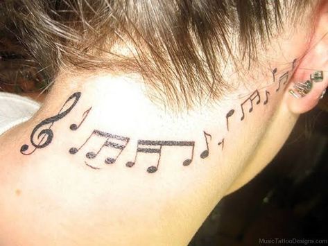 Music note tattos Neck Tattoo Music, Ear Tattoo Men, Music Symbol Tattoo, Notes Tattoo, Really Bad Tattoos, Cover Tattoos, Music Image, Dynamic Tattoo, Music Notes Tattoo