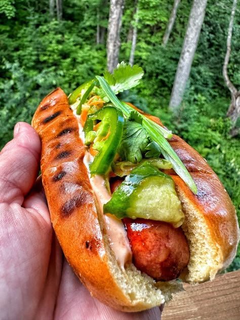 Vietnamese Banh Mi, Warm Weather Recipes, The Tipsy Housewife, Tipsy Housewife, Carrot Slaw, Pickled Cucumber, Burger Dogs, Quick Pickled, Hot Diggity Dog