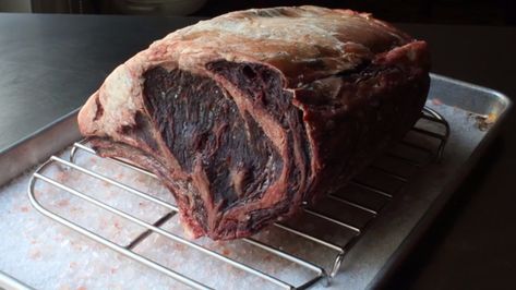 Dry-Aged Prime Rib Video Dry Aged Prime Rib Roast, Dry Brine Prime Rib Roast, How To Dry Age A Prime Rib, Dry Aging Prime Rib Roast, Dry Aged Prime Rib, Holiday Prime Rib, Rib Of Beef, Prime Rib Roast Recipe, Rib Roast Recipe