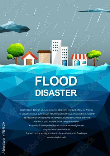 Stock Image: Polygonal flooding in city-Flood Disaster concept.Vector Illustration. Disaster Poster, Poster Making Ideas, Flood Damage, Poster Ideas, Merchandise Design, Drawing Tips, Poster Making, Design Resources, Lorem Ipsum