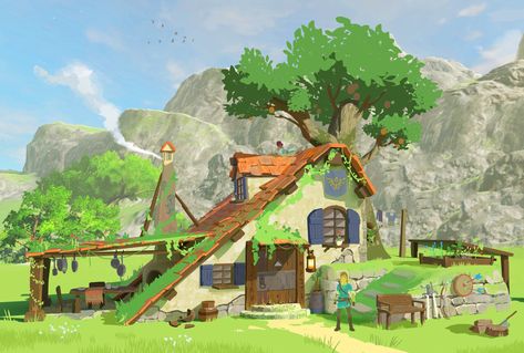 Legend Of Zelda Botw, Home Redesign, Storybook Homes, Zelda Botw, Legend Of Zelda Breath, Fantasy House, Concept Art Character, Zelda Breath, Fantasy Art Landscapes