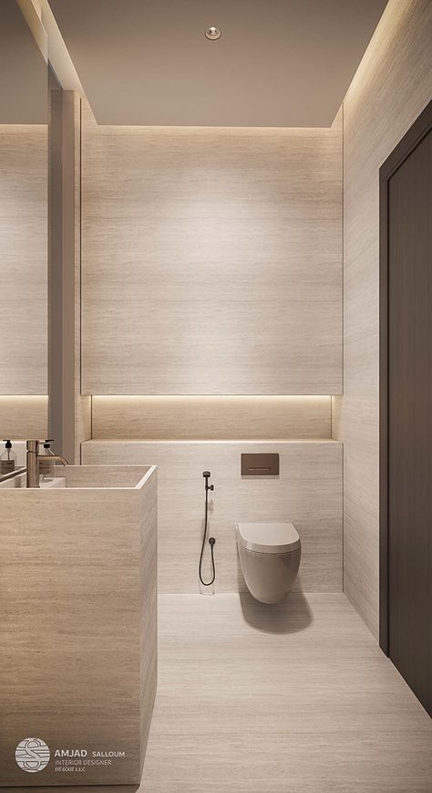 interior design OF MASTER BED ROOM LOCATION IN DUBAI :: Behance Modern Minimalist Bathroom Design Luxury, تصميم دورة مياه, Hotel Bathroom Design, Travertine Bathroom, Minimalist Bathroom Design, تصميم للمنزل العصري, Washroom Design, 카페 인테리어 디자인, Bathroom Design Decor