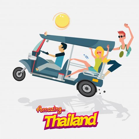 Three Wheeled Car, City Summer, Thailand Art, Graphic Design Programs, Tuk Tuk, Travel City, Car Vector, Thailand Bangkok, Third Wheel