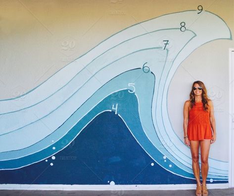 Wave Mural, Beach House Pool, Wall Murals Painted, Surf Culture, World Images, Surfing Waves, Graffiti Wall, Surf Art, Envato Elements