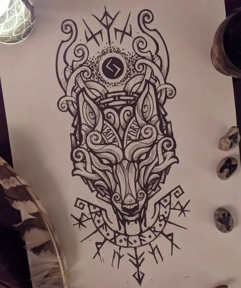 Celtic Wolf Tattoo, Celtic Sleeve Tattoos, Viking Knotwork, Fenrir Tattoo, Valkyrie Tattoo, Scandinavian Tattoo, Viking Tattoo Symbol, Viking Tattoo Sleeve, Cool Tattoo Drawings