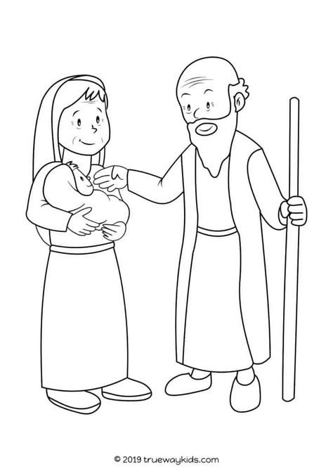 Baby John the Baptist with Elizabeth and Zachariah coloring page. Free printable coloring sheet for home or Sunday school Craft Games, Free Bible Coloring Pages, Trueway Kids, Preschool Bible Lessons, Abraham And Sarah, Preschool Bible, Bible Stories For Kids, Bible Coloring Pages, Bible Lessons For Kids