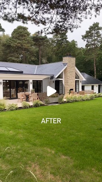 Pyramid Architectural Design on Instagram: "The vision on this project 👏@wellswoodhomes   This home was transformed with a new roof, updated walls, and windows, complemented by a stone chimney and single-story extension with a large roof lantern. These enhancements usher in a brighter, Californian-style living space, blending modern design with efficiency.   #housetohome #oldmeetsnew #hometransformation #uglyhousetolovelyhouse #modernhome #ukarchitecture #archilovers #homearchitecture #pimpupmypad" Bungalow Extensions, Bungalow Ideas, Stone Chimney, Roof Extension, Roof Lantern, New Roof, The Vision, Architectural Design, Architecture House