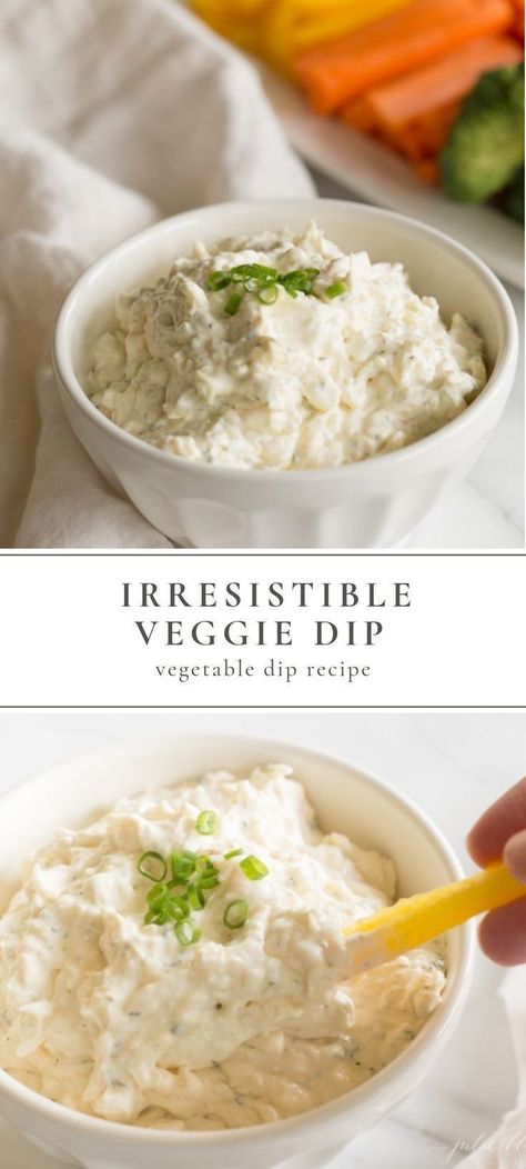 Best Veggie Dip, Gameday Appetizers, Veggie Dip Recipe, Vegetable Dip Recipe, Vegetable Dips, Vegetable Dip, Julie Blanner, Healthy Dips, Veggie Dip