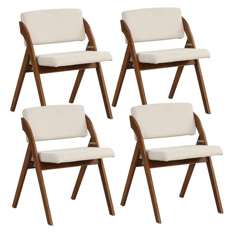 PRICES MAY VARY. Optimal Comfort: The dining chair set boasts thickly padded backrests and seats that are upholstered in soft polyester fabric and filled with elastic sponge. These chairs can provide enduring comfort during long family dinners or engaging game nights. Rubber Wood Legs: Constructed with sturdy rubber wood legs, each folding chair not only offers stability and longevity but also adds a touch of natural elegance. With a robust design that supports up to 400 lbs, they ensure a safe Wood Kitchen Chair, Dining Chairs Modern Design, Folding Kitchen, Wooden Folding Chairs, Folding Dining Chairs, Dinner Chair, Dining Chairs Set Of 4, Modern Side Chairs, Chair Design Modern