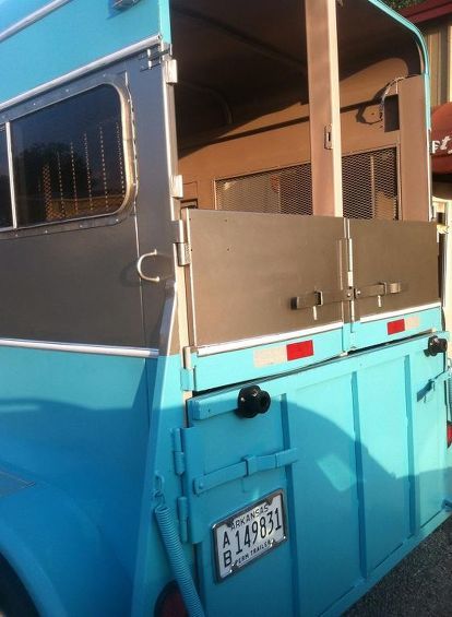 Here is a 35 year old horse trailer, my step daughter and I overhauled this summer.   Removed all trim, polished trim, painted, new LED lights. Plastic dairy panel on the tack room. New glass in rear windows.   Before. Betty 1.0                     Cost of trailer $2,000. Cost of all the items and paint. around $1,400. Lots of blood, sweat and tears. Huge Wine Glass, Removing Baseboards, Rustic Backsplash, Horse Care Tips, Camper Storage, Diy Concrete Countertops, Front Porch Signs, Upholstery Diy, Horse Diy