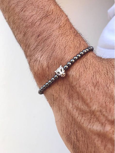 Beads Bracelet For Men Aesthetic, Boys Beaded Bracelets, Mens Jewelry Diy, Tiger Bracelet, Bracelets Men, Minimal Bracelet, Beads Style, Men Bracelets, Gray Bracelet