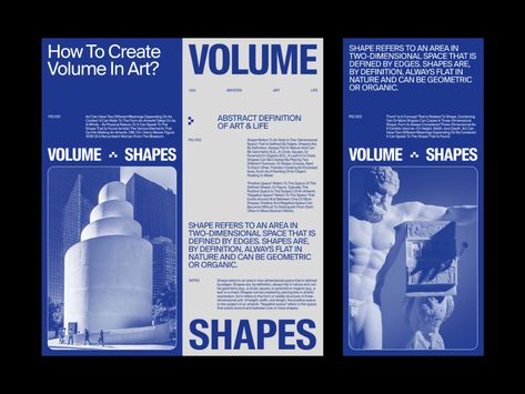 Voume Shapes Layouts by Marko Cvijetic on Dribbble Essay Layout, Vintage Design Style, Gfx Design, Pamphlet Design, Space Illustration, Leaflet Design, Presentation Layout, Brochure Layout, Design Brochure