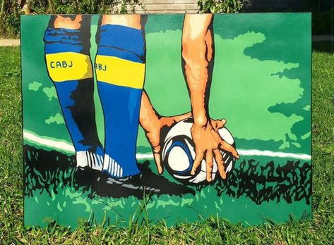 Soccer Painting Ideas, Football Painting Ideas, Soccer Paintings, Football Mural, Football Paintings, Graffiti Murals, Water Sport, Small Canvas Art, Cute Love Images