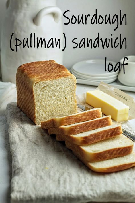 A soft, naturally leavened sandwich loaf that doesn’t go soggy.....#sourdough #bread #sourdoughBread #wildyeast #naturalyeast #baking Pullman Bread, Pullman Loaf Pan, Sourdough Sandwich Bread, Sourdough Bread Sandwiches, Bread Buns, Sandwich Loaf, Bread Tin, Sourdough Sandwich, Sandwich Bread Recipes