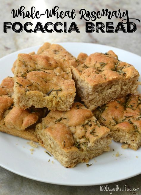 Pantry Stockpile, Mediterranean Bread, Rosemary Focaccia Bread, Foccacia Recipe, Cornmeal Recipes, Foccacia Bread, 100 Days Of Real Food, Corner Bakery, Med Diet