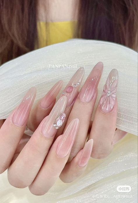 Nails Pastel Pink, Xiaohongshu Nails, Chinese Nails, Nails Pastel, Fantasy Nails, Korean Nails, Pretty Gel Nails, Cute Gel Nails, Soft Nails