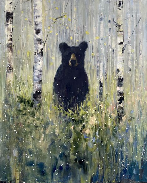 Black Bears Art, Birch Tree Art, Bear Paintings, Small Canvas Art, Bear Art, Mountain Paintings, Amazing Art Painting, Recent News, Painting Art Projects