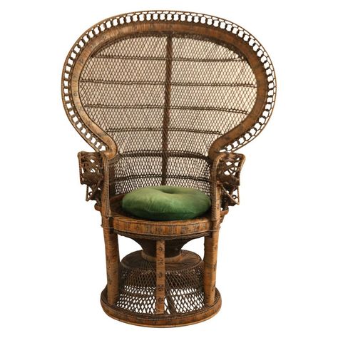 With a Knack for Grand Entrances, These Designers Create Spaces You Won’t Want to Leave - 1stDibs Introspective White Wicker Chair, Style Ibiza, Patterned Armchair, High Back Armchair, Wicker Hearts, Boho Chair, Peacock Chair, Ibiza Style, Throne Chair