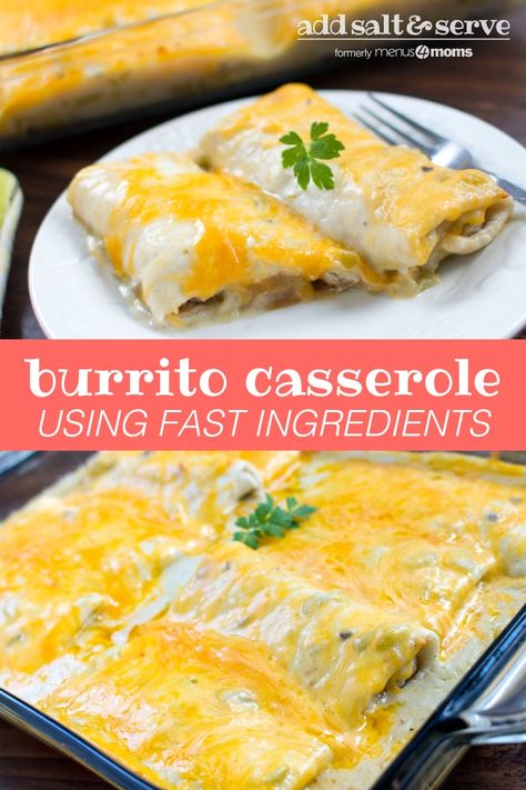 Frozen Burrito Casserole, Mexican Casseroles, Hamburger Meals, Bean And Cheese Burrito, Frozen Burritos, Burrito Casserole, Easy Enchiladas, Easy To Cook Meals, Frozen Breakfast