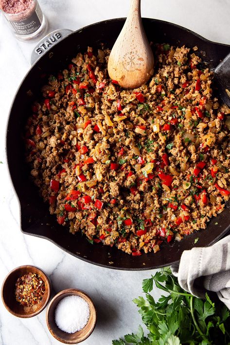 Turkey Picadillo - Food and Flair Turkey Picadillo Recipe, Turkey Picadillo, Entrees Recipes, Easy Enchilada Recipe, Picadillo Recipe, Easy Enchiladas, Hot Spices, Ground Meat Recipes, Grilled Zucchini