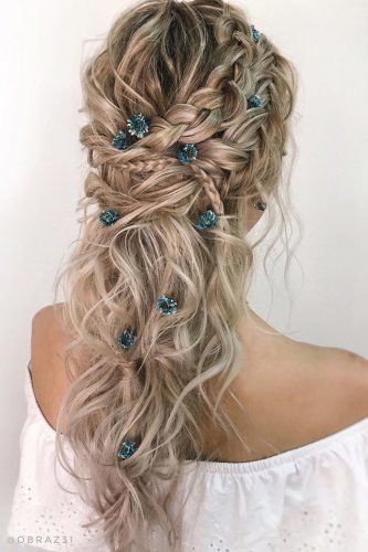 Half Up With Braids, Boho Wedding Hairstyles, Bohemian Wedding Hair, Boho Bridal Hair, Elegant Updos, Boho Wedding Hair, Wedding Hair Inspiration, Wedding Hair Down, Elegant Updo