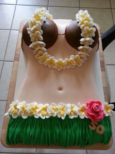 Made for a 50th Birthday Hawaiian Birthday Cakes, Bachelor Party Cakes, Birthday Cake Fondant, Hawaii Cake, Bachelor Cake, Hawaiian Cake, New Birthday Cake, Luau Theme Party, Luau Birthday Party