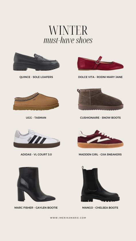 The best Winter shoes for 2025 you'll want to wear all season long. From trending shoes like mary janes to classics like Chelsea boots - here are eight trending must-have Winter shoes, plus how to style them. Boots 2025 Trend, Shoe Trends 2025, Boots 2024 Trend, Winter Dress Shoes, Best Winter Shoes, Winter Shoe Trends, 2024 Lookbook, Outfits With Accessories, Wellness Books