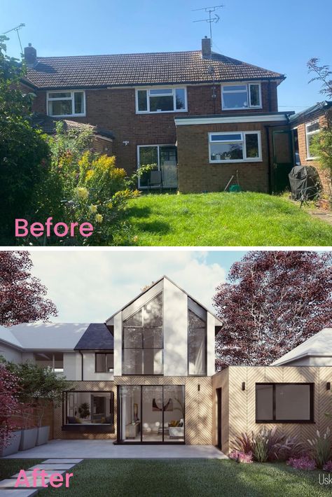 House Transformation Before After, House Exterior Before And After, Mid Century Renovation, House Transformation, Exterior House Renovation, House Extension Plans, Mid Century Exterior, House Makeovers, Exterior House Remodel