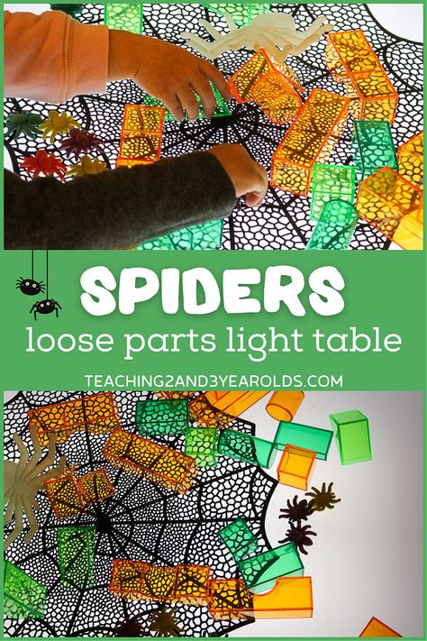 Incy Wincy Spider Activities, Spiders Preschool, Light Box Activities, Fall Activities For Toddlers, Bug Activities, Spider Theme, Halloween Blocks, Butterflies Activities, Spider Light